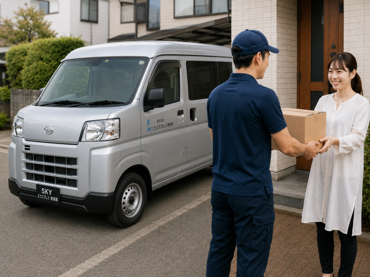 地域EC配送：ドライバーが荷物をお届けする様子
