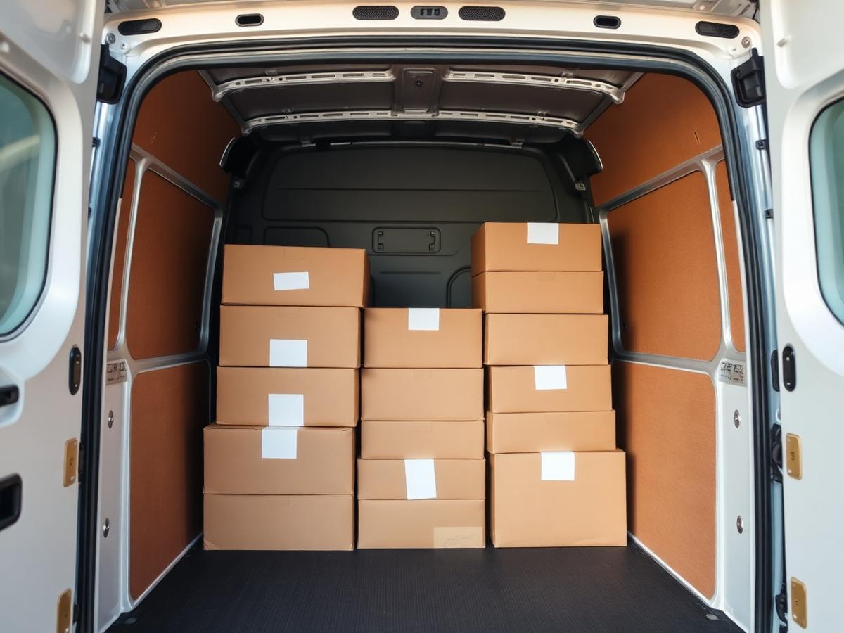 軽バンの荷室に積まれた荷物
